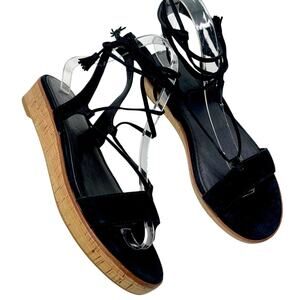 FRYE Miranda Black Suede Leather Gladiator Platform Sandals